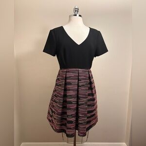 Trina Turk Fit-and-Flare mini dress with colorful woven box pleats - size 10